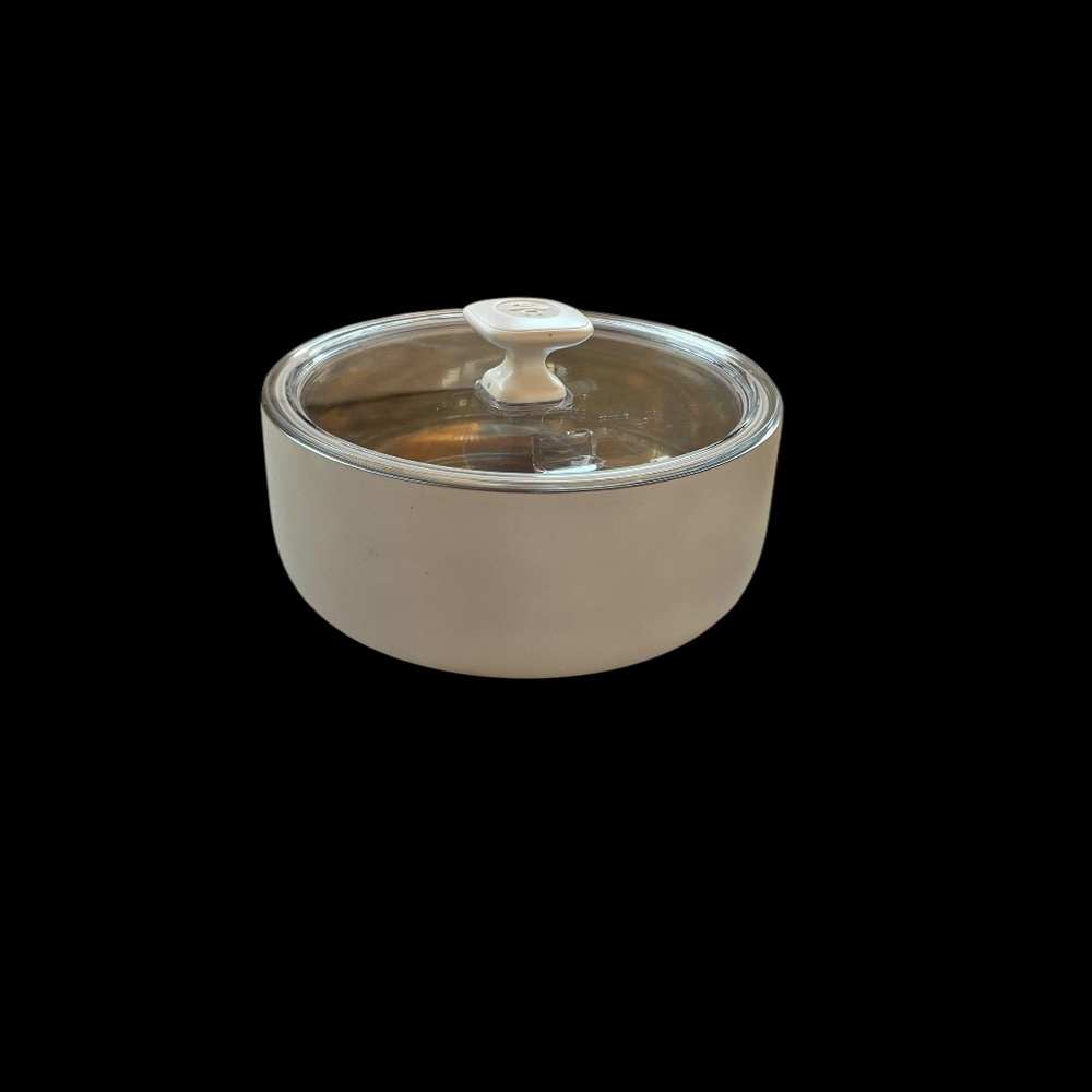 Pampered Chef White Clear Lid Insulated 1 Quart Serving Bowl -new without tags